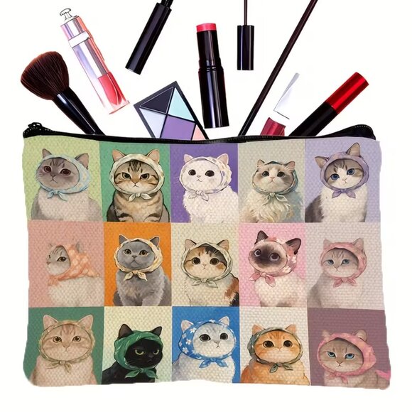 Kitty Cats in Bandanas Cosmetic Bag BRAND-NEW & SO CUTE! - Picture 3 of 4